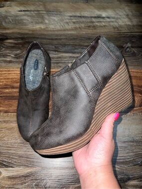 Dr. Scholl’s True Comfort Harlie Wedge Ankle Booties - Brown, Size 8